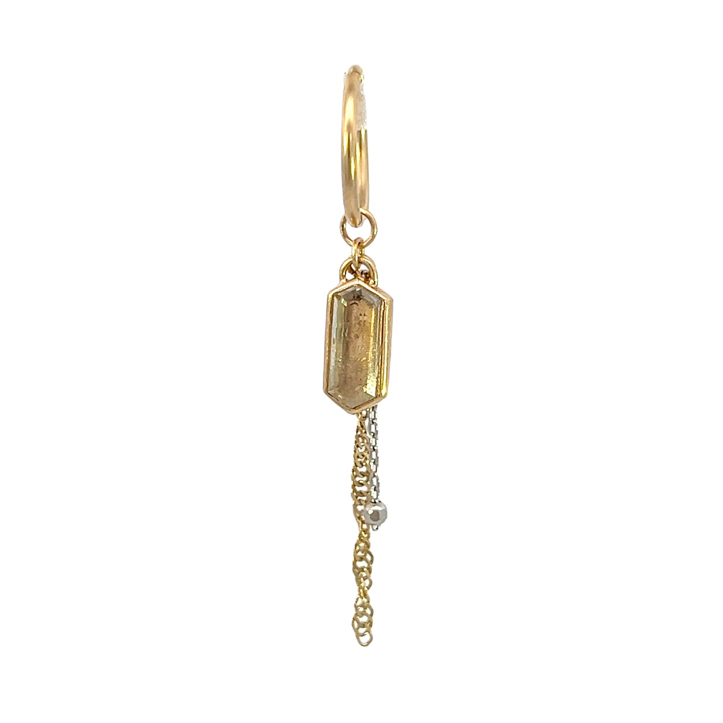 Dumortierite Quartz with Mixed Metal Dangles in 14k Yellow Gold