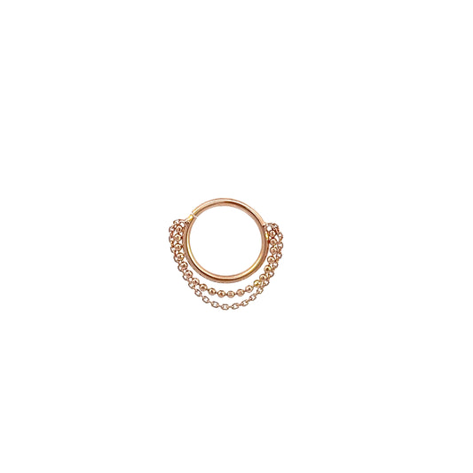Diamond Cut Ball 1mm & Diamond Cut Cable .7mm - 14k Rose Gold - Seam Ring