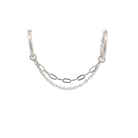 1.3mm Paperclip Chain and .75mm Rope Chain - 14k White Gold - Double Draping Chain