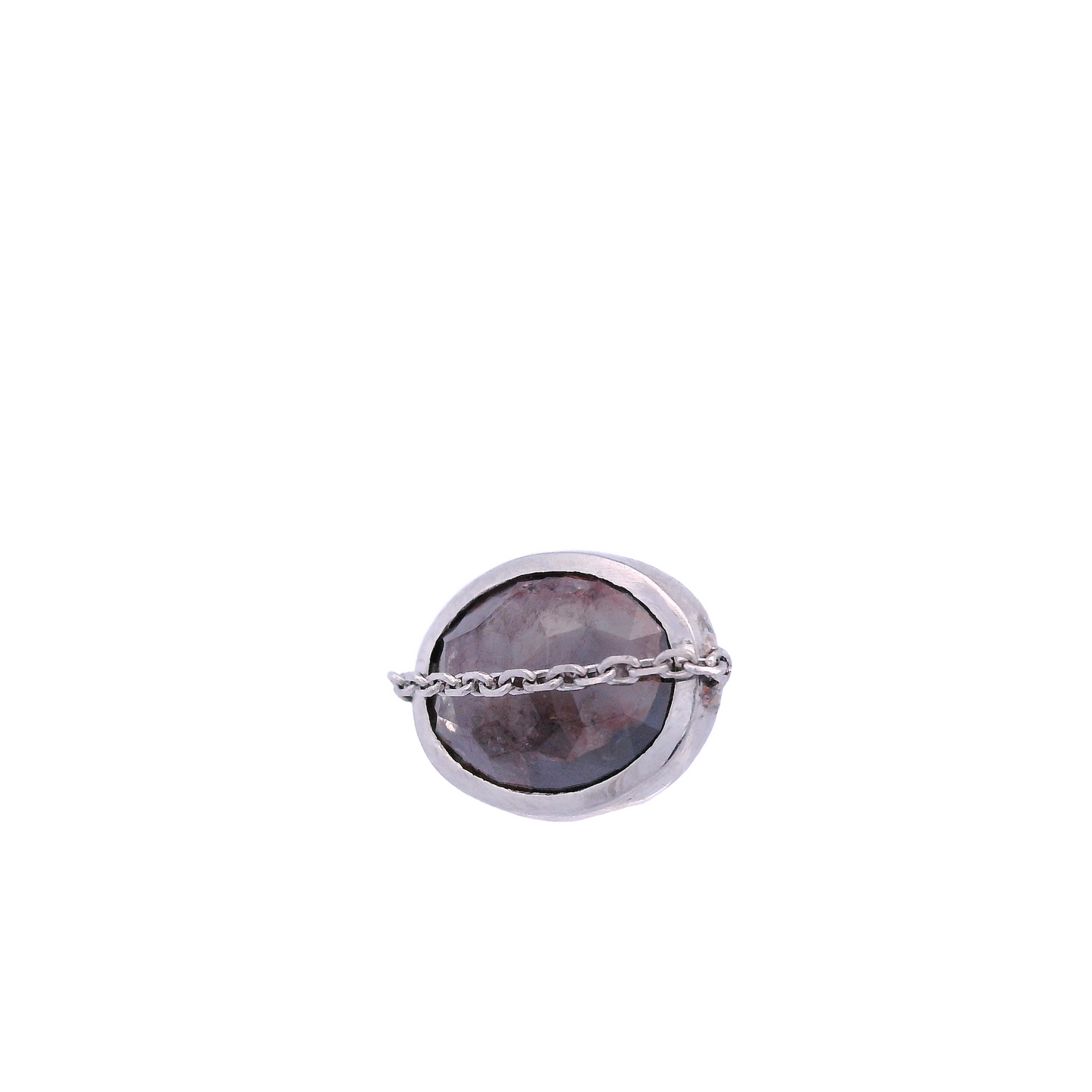 Salt and Pepper Bezel End - 14k White Gold - 14g Threaded End